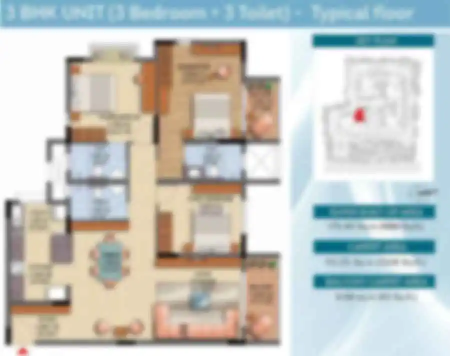 Brigade Citadel 2 Apartment 4 BHK Floor Plan by Brigade Group located at Moti Nagar, Hyderabad Telangana